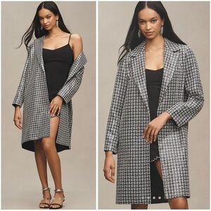 ANTHROPOLOGIE Mare Mare Preppy Contemporary Sequin Tweed Long Coat Jacket XL NWT